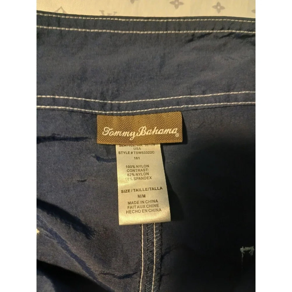 Tommy Bahama Shorts Womens Medium Blue Nylon Drawstring Beach Swim Surf Summer